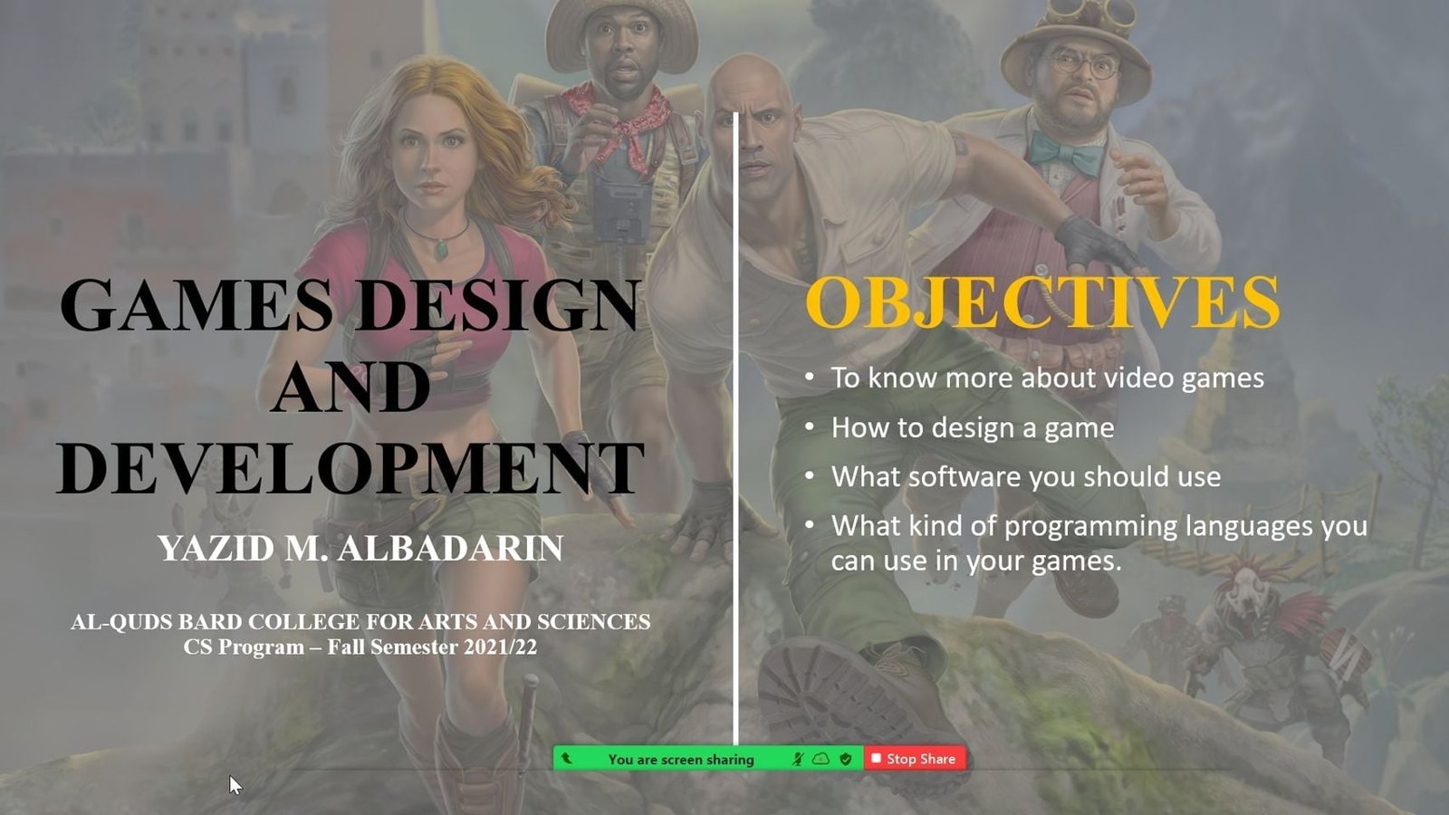 Game Design & Development — Workshop at Al-Quds Bard College
